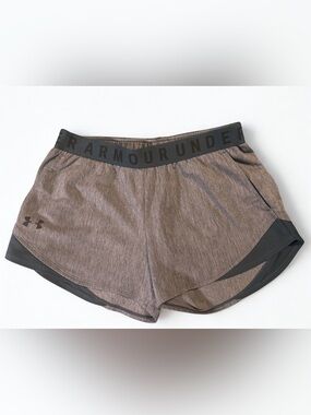 Under Armour Women’s Heathered Grey Athletic Shorts with teal Trim